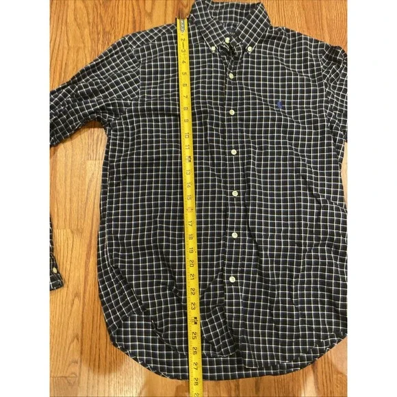 Ralph Lauren Men's Button Up Shirt Dark Blue Plaid Pony Size Small - Picture 10 of 11